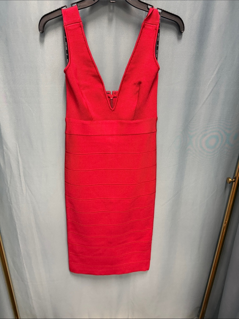 HERVE LEGER Icon bandage maxi dress 46ICO8416126. Lipstick red NWT